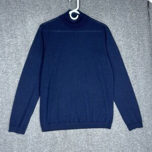 JACK VICTOR Beaudry Sweater Mens Medium‎ Blue Wool Silk Cashmere Mock Neck